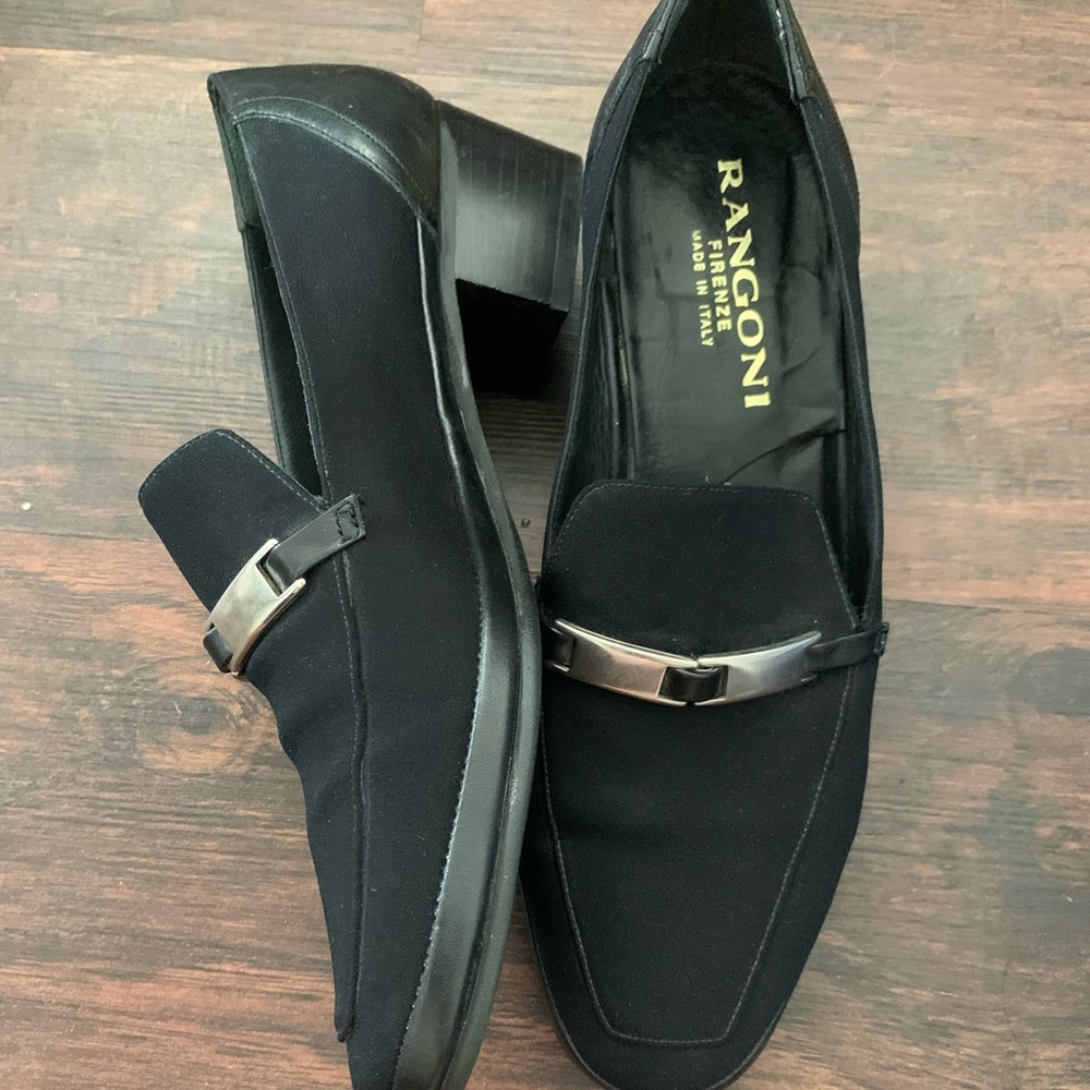 Rangoni Firenze Loafers Black Slip On Women’s Size 7 B made in Italy